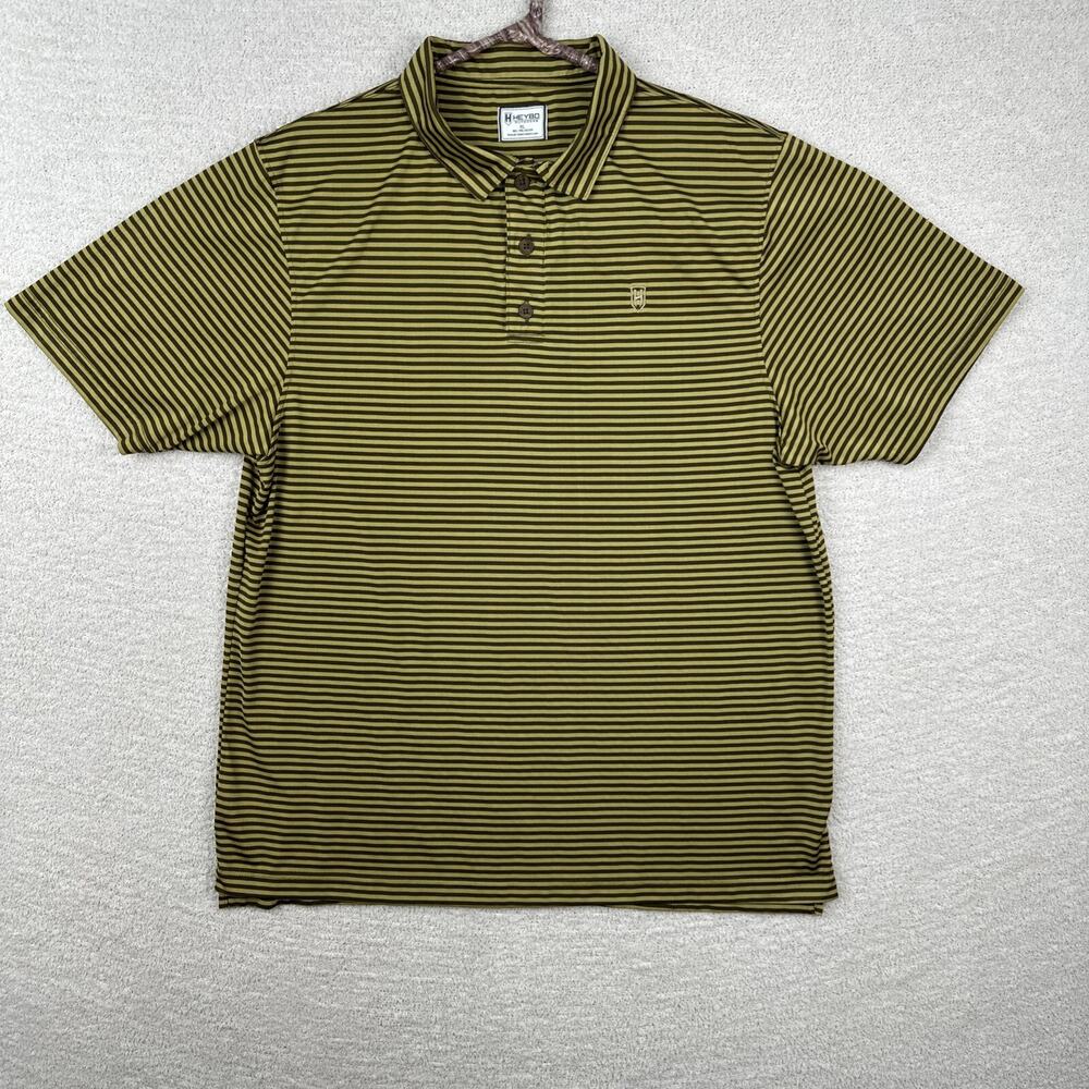 Heybo Outdoors Short Sleeve Shirt Size XL Striped Polo Golf Shirt